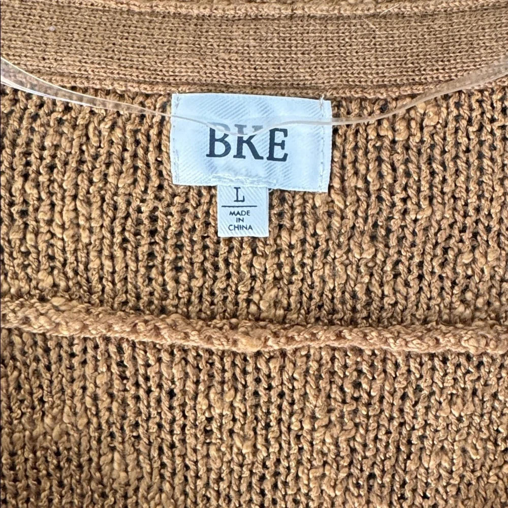 BKE Textured Knit Henley Sweater -Warm Camel- Size large